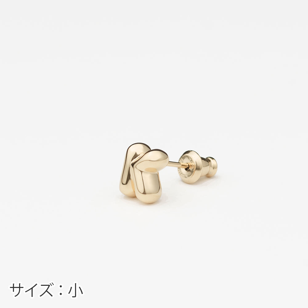【片耳】SV925 イニシャルピアス (K:大/小)