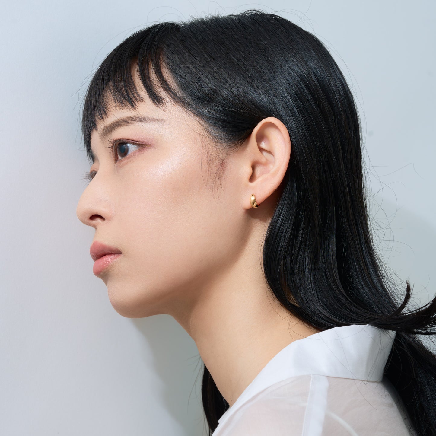 【片耳】K18 月甲 フープピアス（10×5）