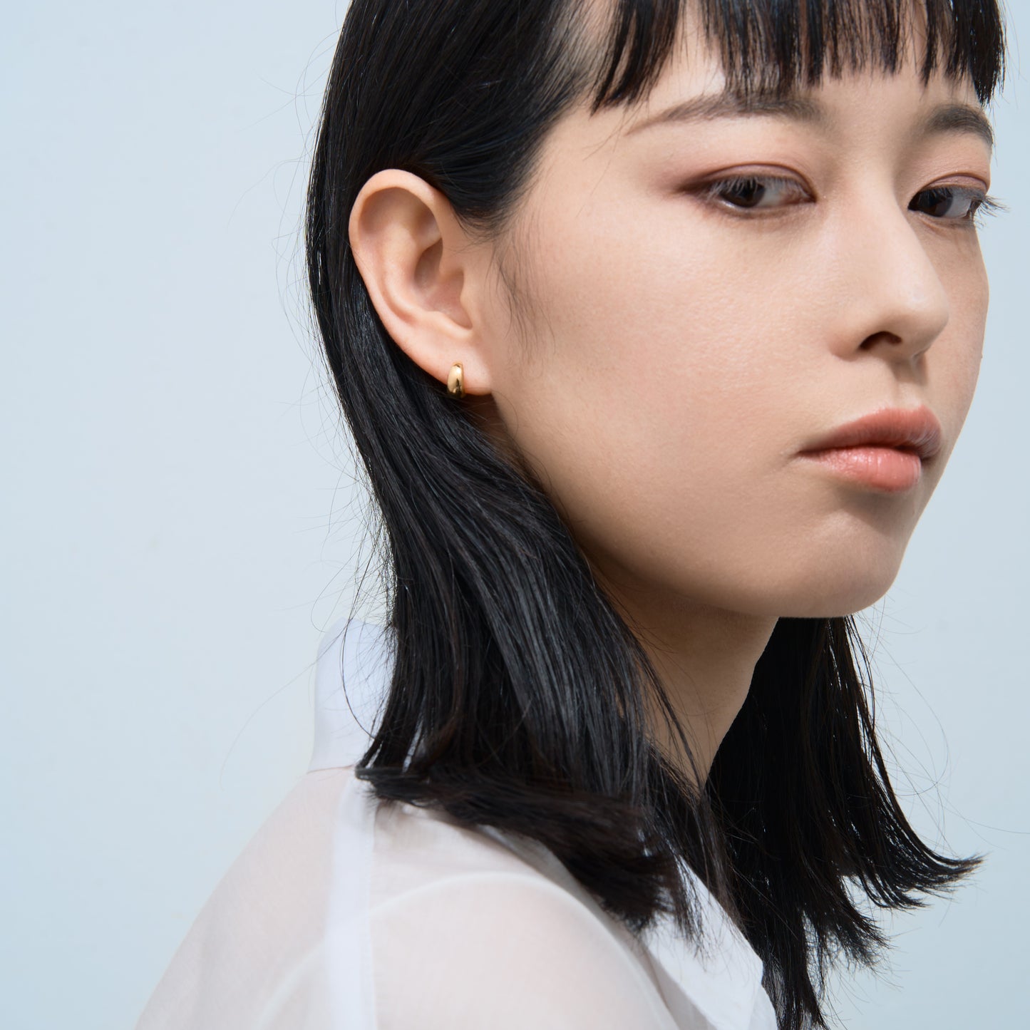 K18 月甲 フープピアス（10×5）