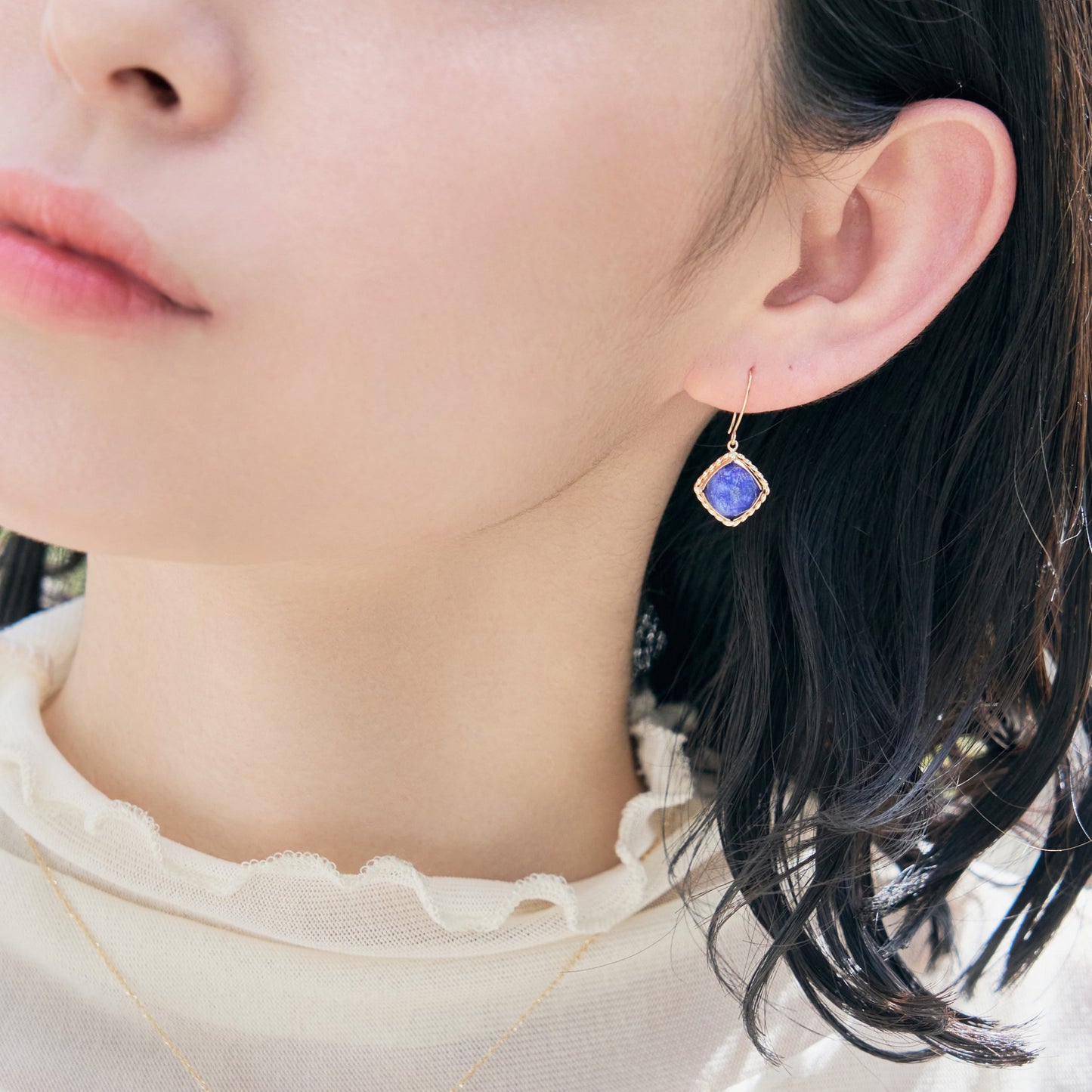 K10 ラピスラズリ×クォーツ ピアス