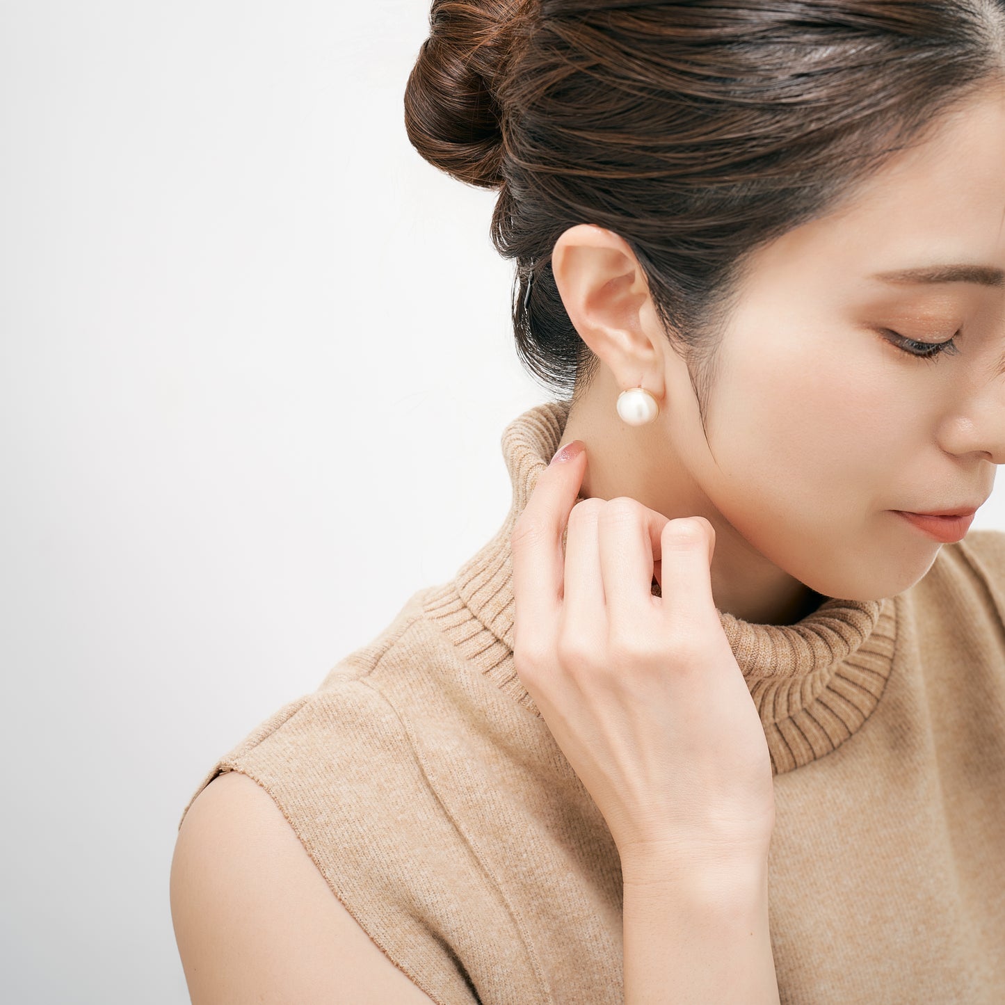【限定】K10 マベパール ピアス （マット / L線幅 2mm）