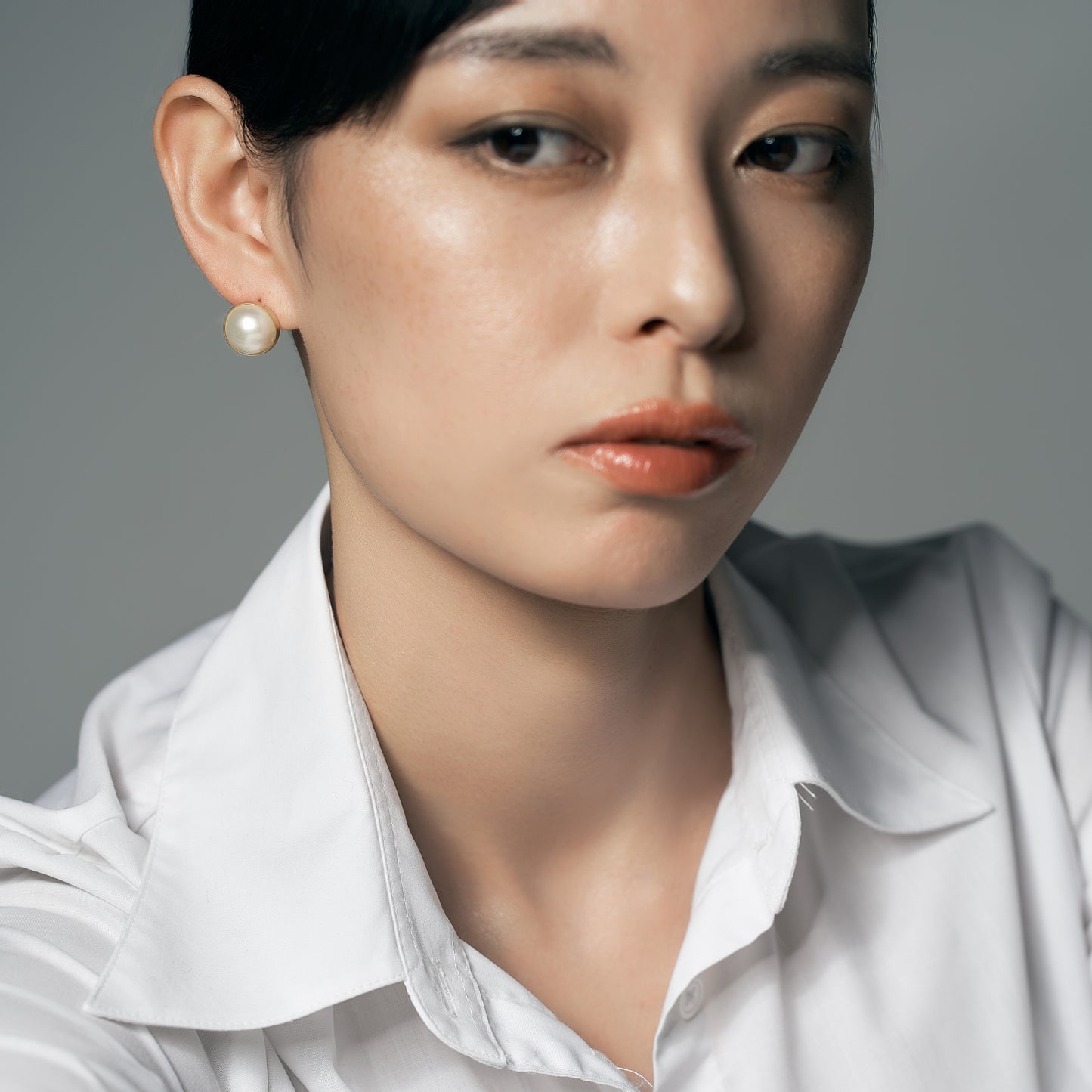 【限定】K10 マベパール ピアス （マット / L線幅 2mm）