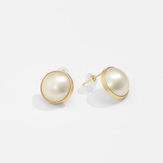 【限定】K10 マベパール ピアス （マット / L線幅 2mm）