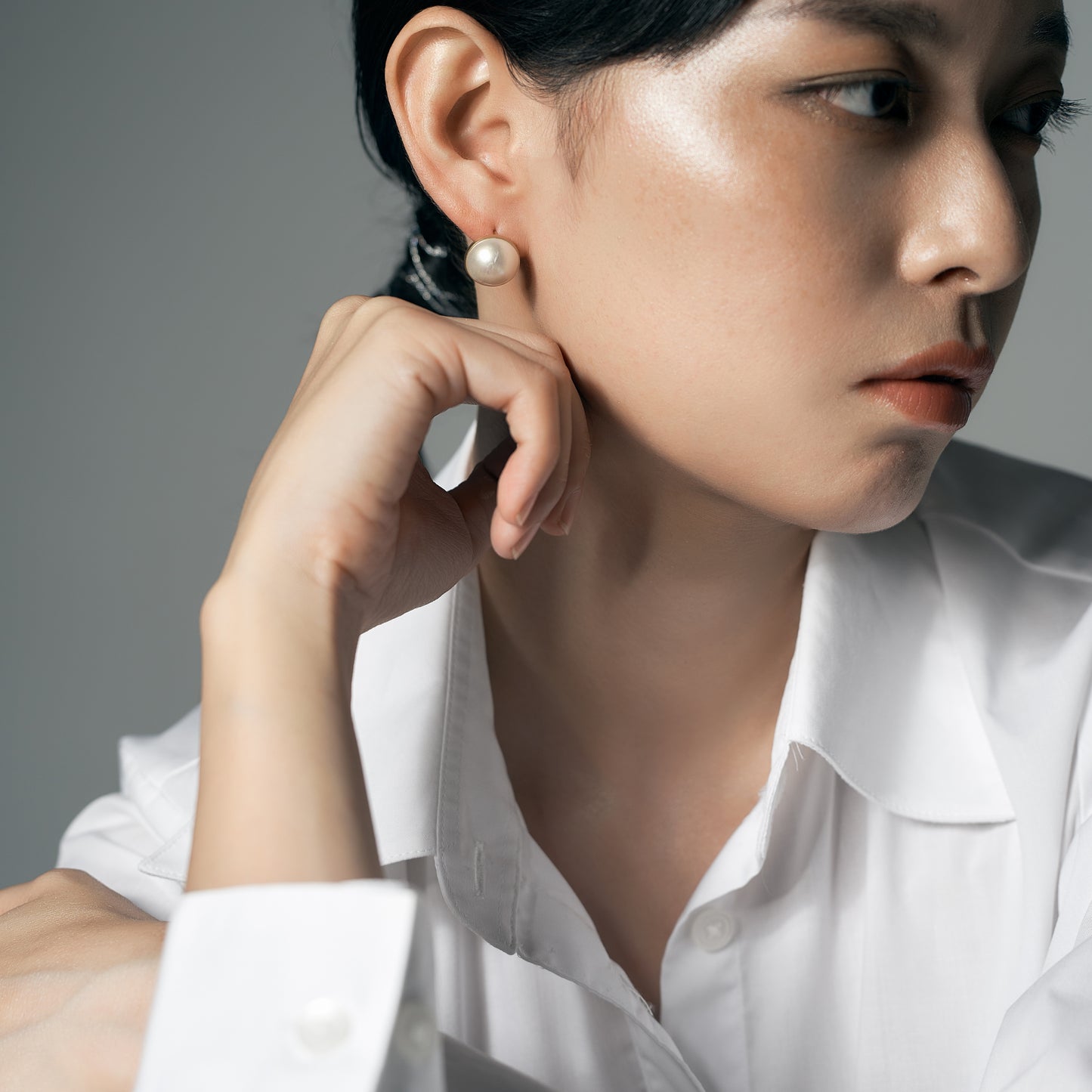 【限定】K10 マベパール ピアス （マット / L線幅 1.5mm）