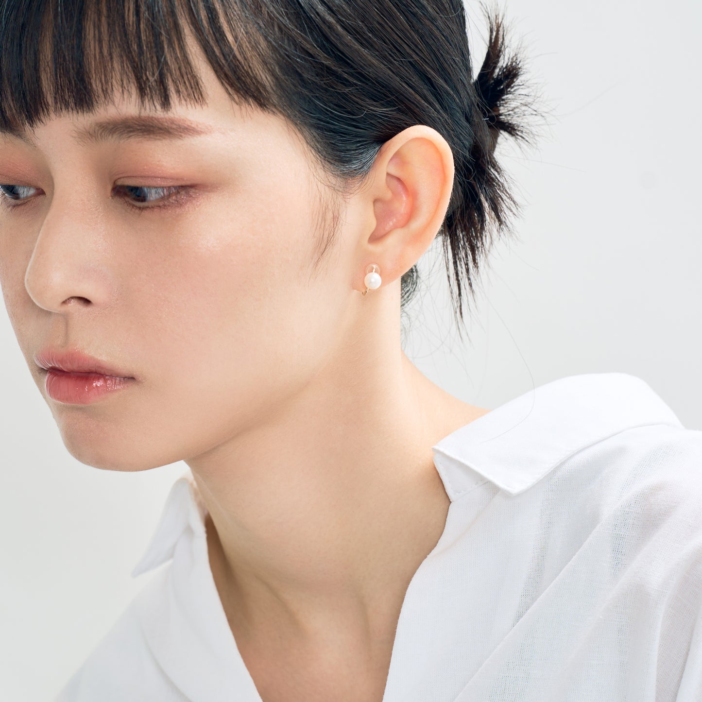 K10 パール フープ イヤリング（ストレート）