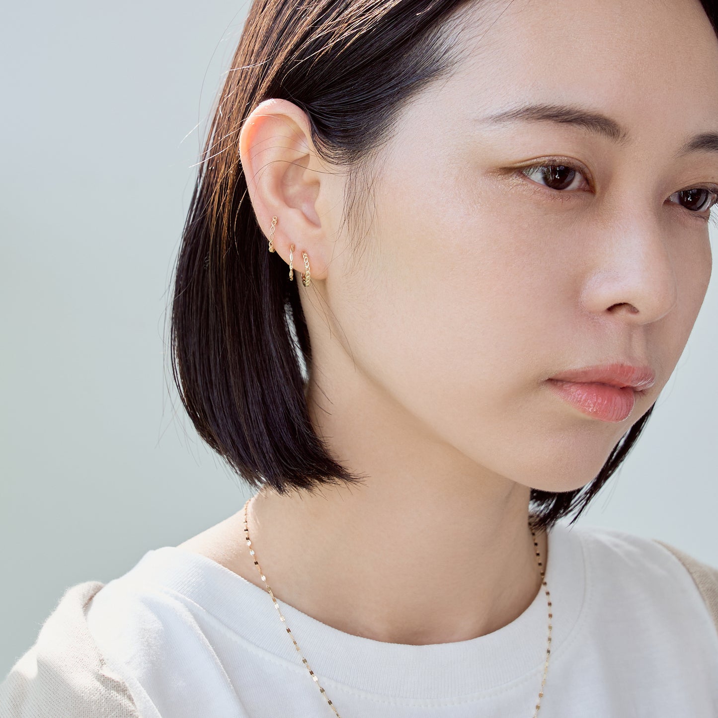 K10 ネジ式 フープイヤリング（02）（YG/WG）