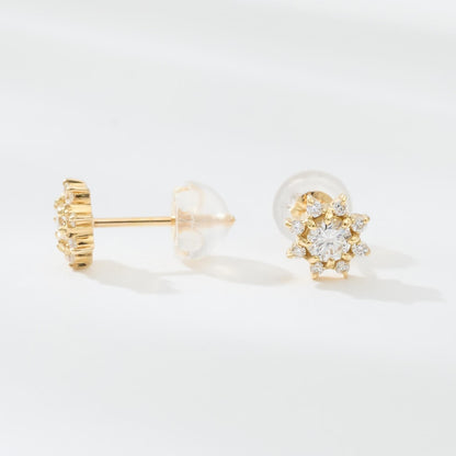 K18 誕生石×ダイヤモンド スタッドピアス （4月：ダイヤモンド）