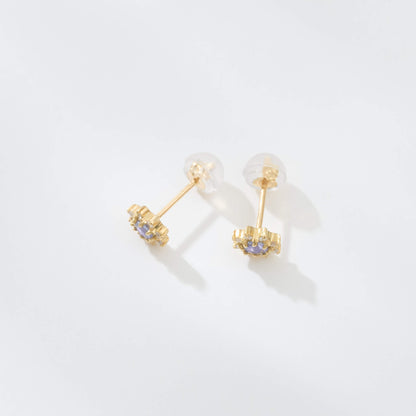 【受注生産】K18 誕生石×ダイヤモンド スタッドピアス （12月：タンザナイト）