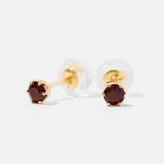 K18 誕生石 スタッドピアス 3mm（1月：ガーネット）