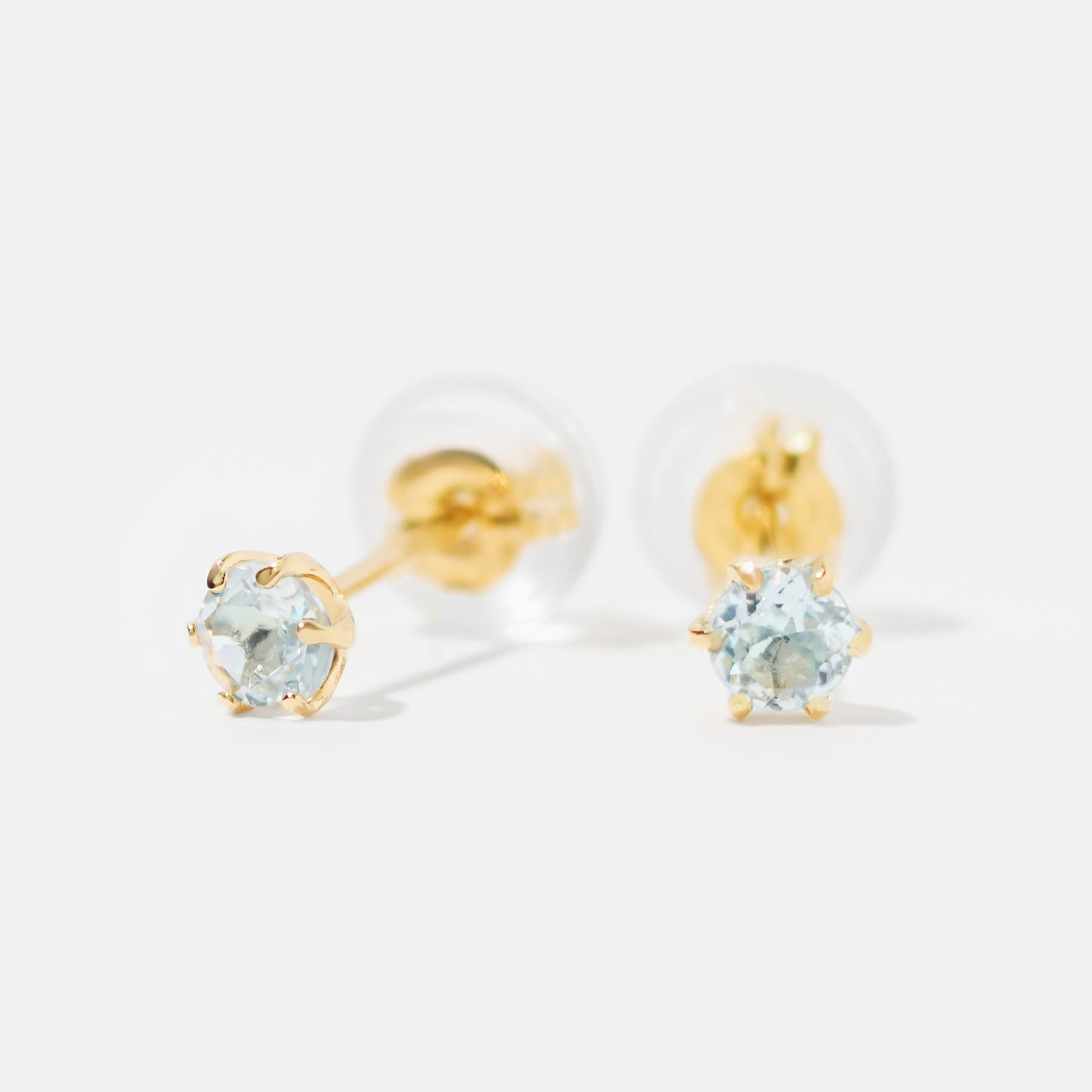 K18 誕生石 スタッドピアス 3mm（3月：アクアマリン）
