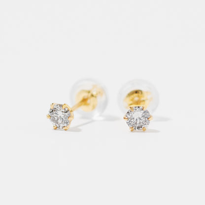 K18 誕生石 スタッドピアス 3mm（4月：ダイヤモンド）