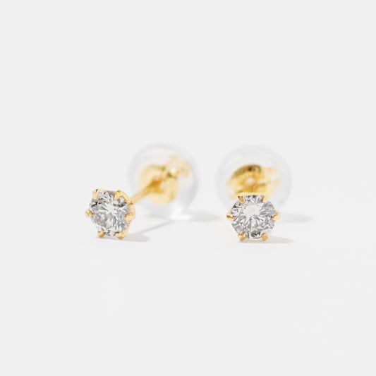 K18 誕生石 スタッドピアス 3mm（4月：ダイヤモンド）