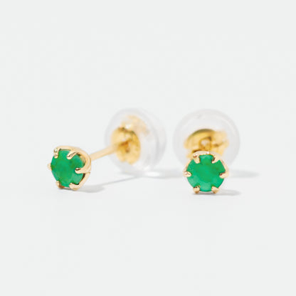 K18 誕生石 スタッドピアス 3mm（5月：エメラルド）