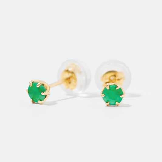 K18 誕生石 スタッドピアス 3mm（5月：エメラルド）