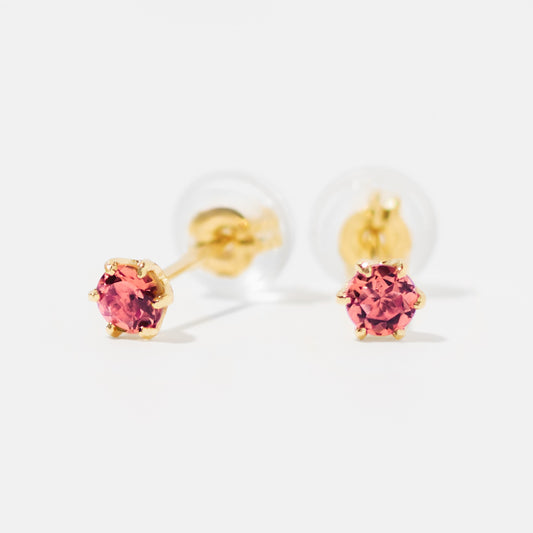 K18 誕生石 スタッドピアス 3mm（10月：ピンクトルマリン）