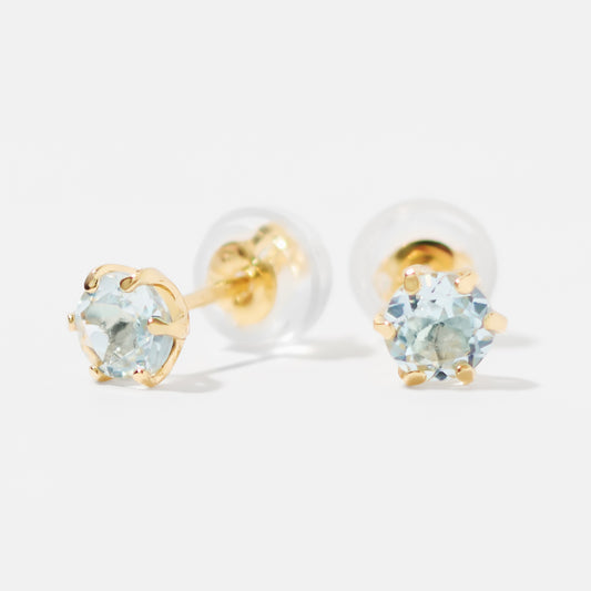 K18 誕生石 スタッドピアス 4mm（3月：アクアマリン）