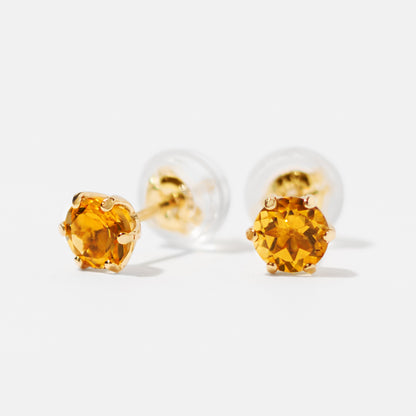 K18 誕生石 スタッドピアス 4mm（11月：シトリン）