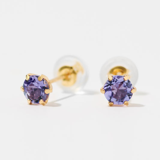 K18 誕生石 スタッドピアス 4mm（12月：タンザナイト）