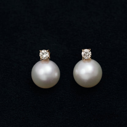 K10 アコヤパール ダイヤモンド 計0.16ct スタッドピアス