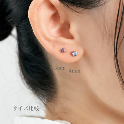 K18 誕生石 スタッドピアス 3mm（2月：アメジスト）