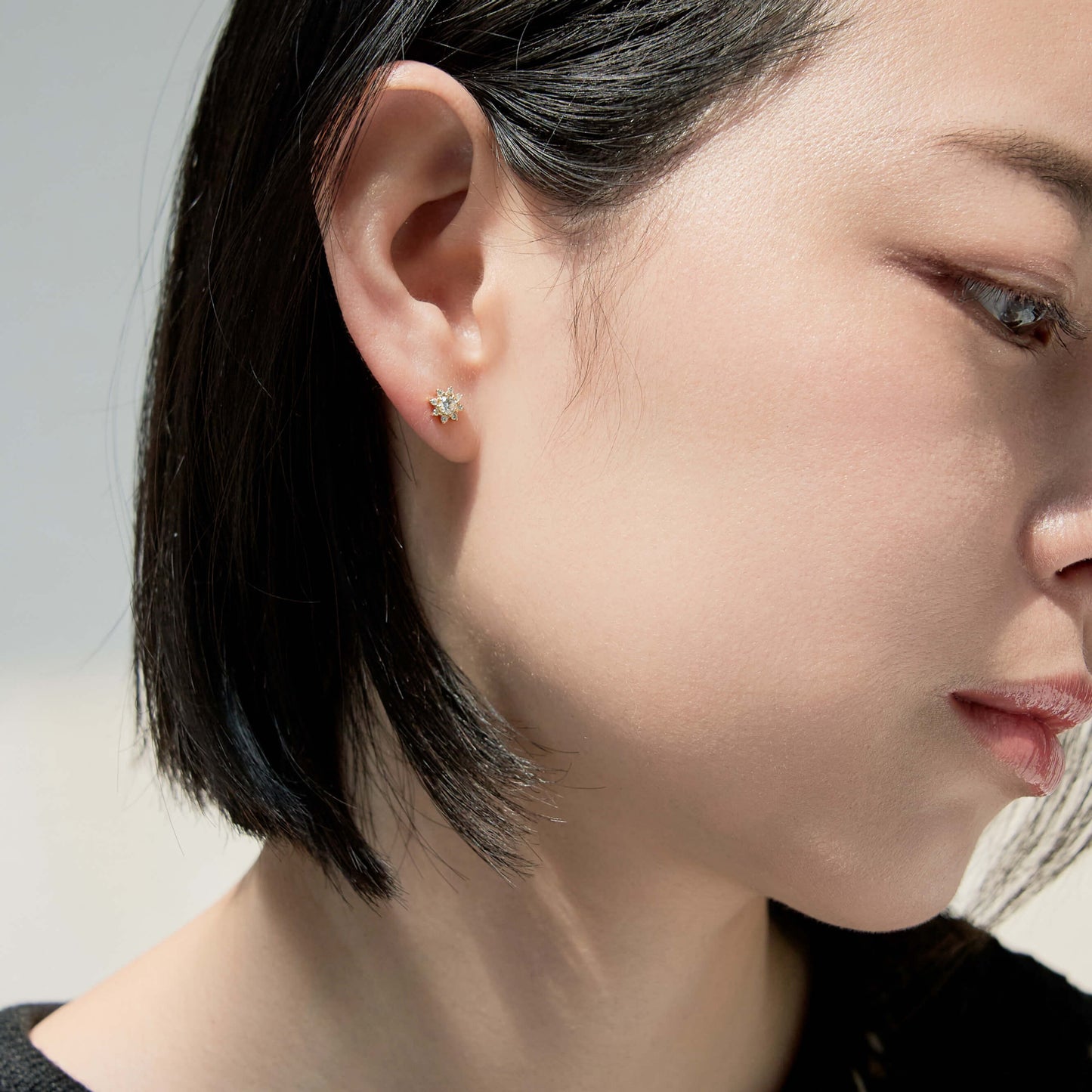 K18 誕生石×ダイヤモンド スタッドピアス （4月：ダイヤモンド）