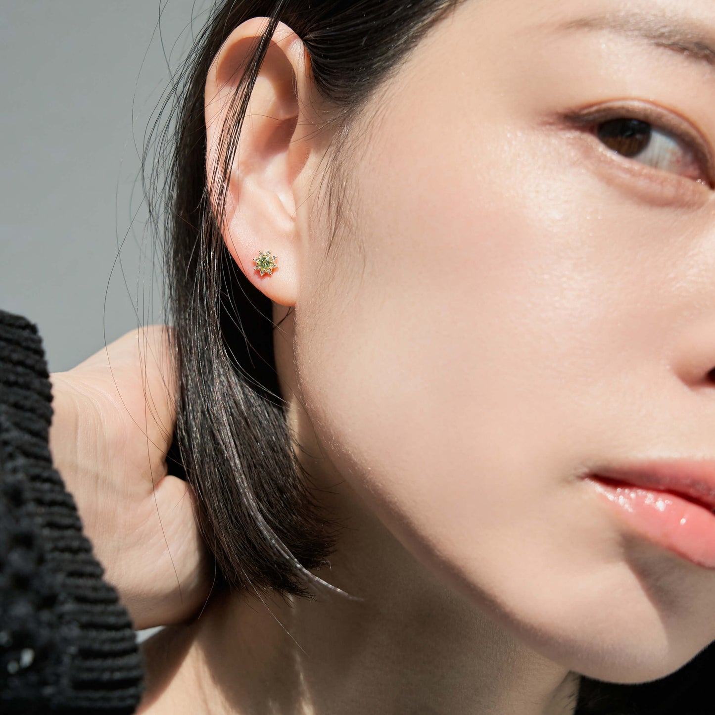 【受注生産】K18 誕生石×ダイヤモンド スタッドピアス （8月：ペリドット）