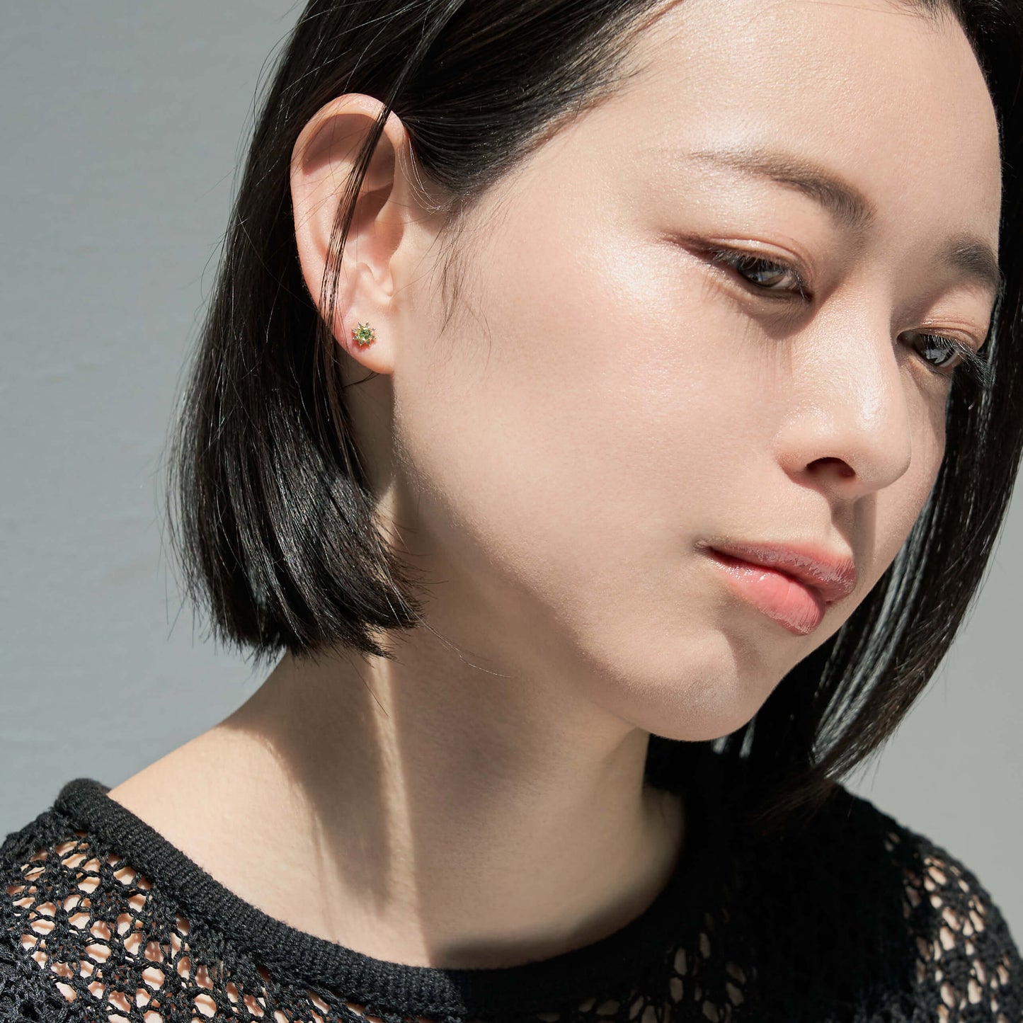【受注生産】K18 誕生石×ダイヤモンド スタッドピアス （8月：ペリドット）