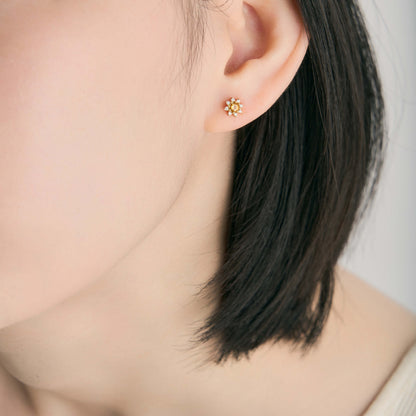 【受注生産】K18 誕生石×ダイヤモンド スタッドピアス （11月：シトリン）