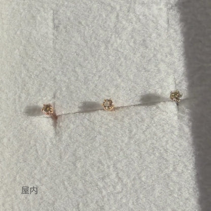 【限定】K10YG  一粒ダイヤモンド スタッドピアス 計0.08ct