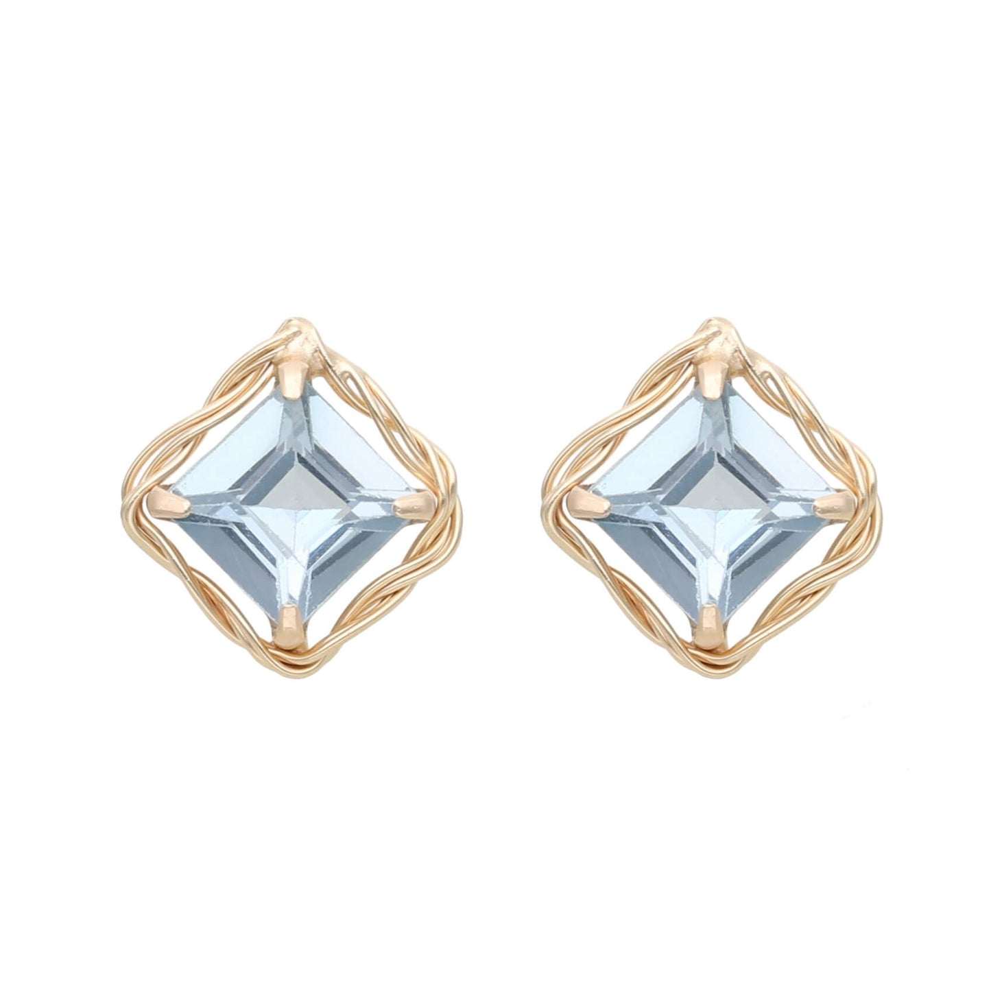 K10 シンセチックアクアスピネル スタッドピアス