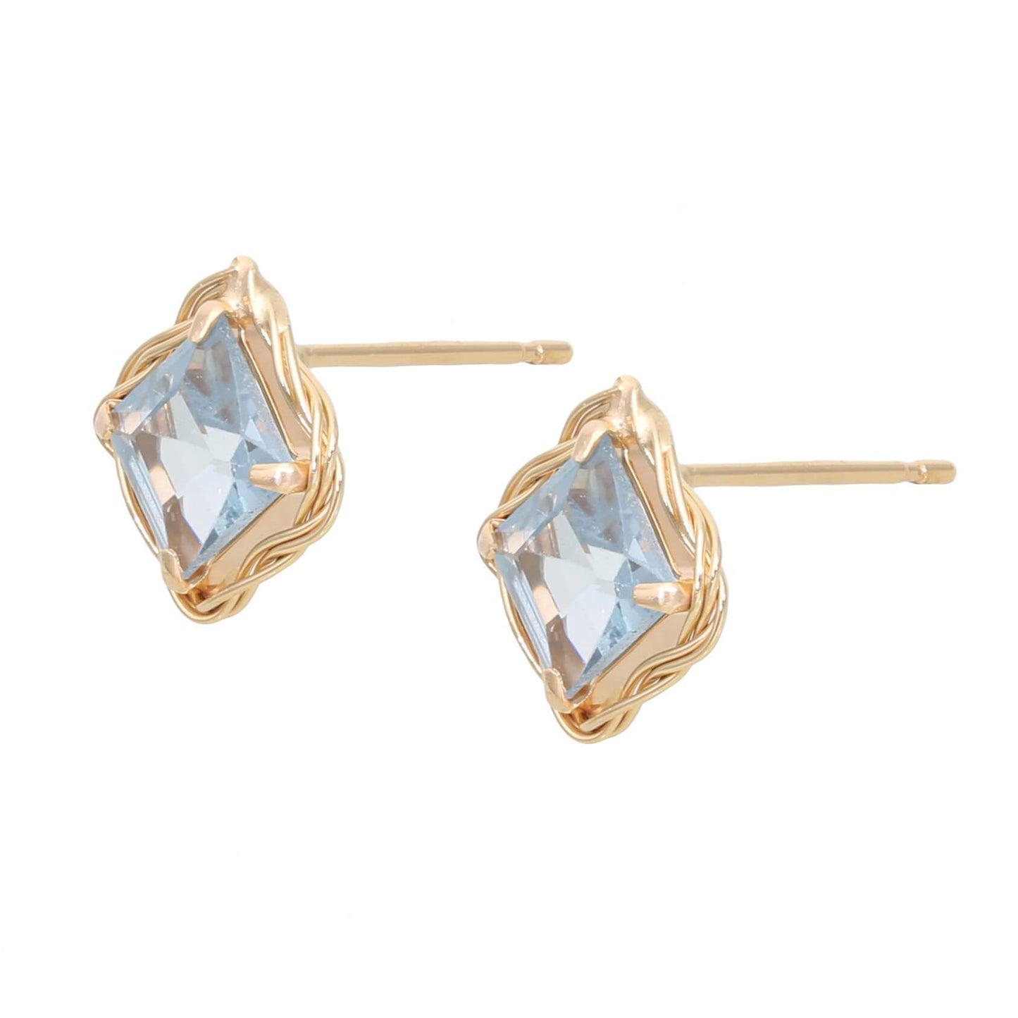K10 シンセチックアクアスピネル スタッドピアス