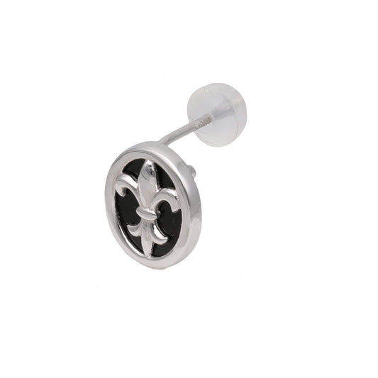 【片耳】K10WG オニキス スタッドピアス（リリー）