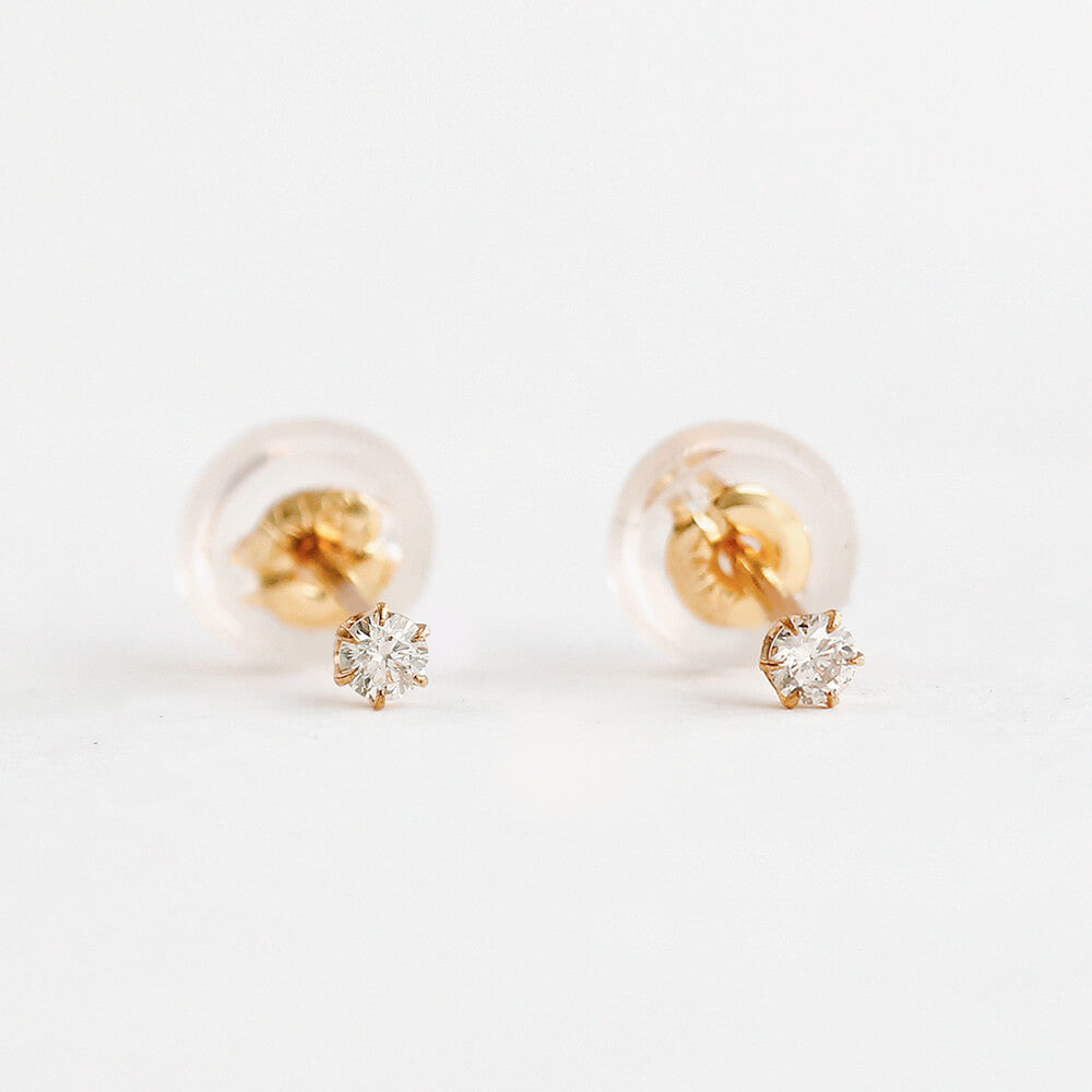 K10 一粒ダイヤモンド スタッドピアス 計0.06ct（YG/PG）