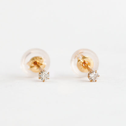 K10 一粒ダイヤモンド スタッドピアス 計0.06ct（YG/PG）