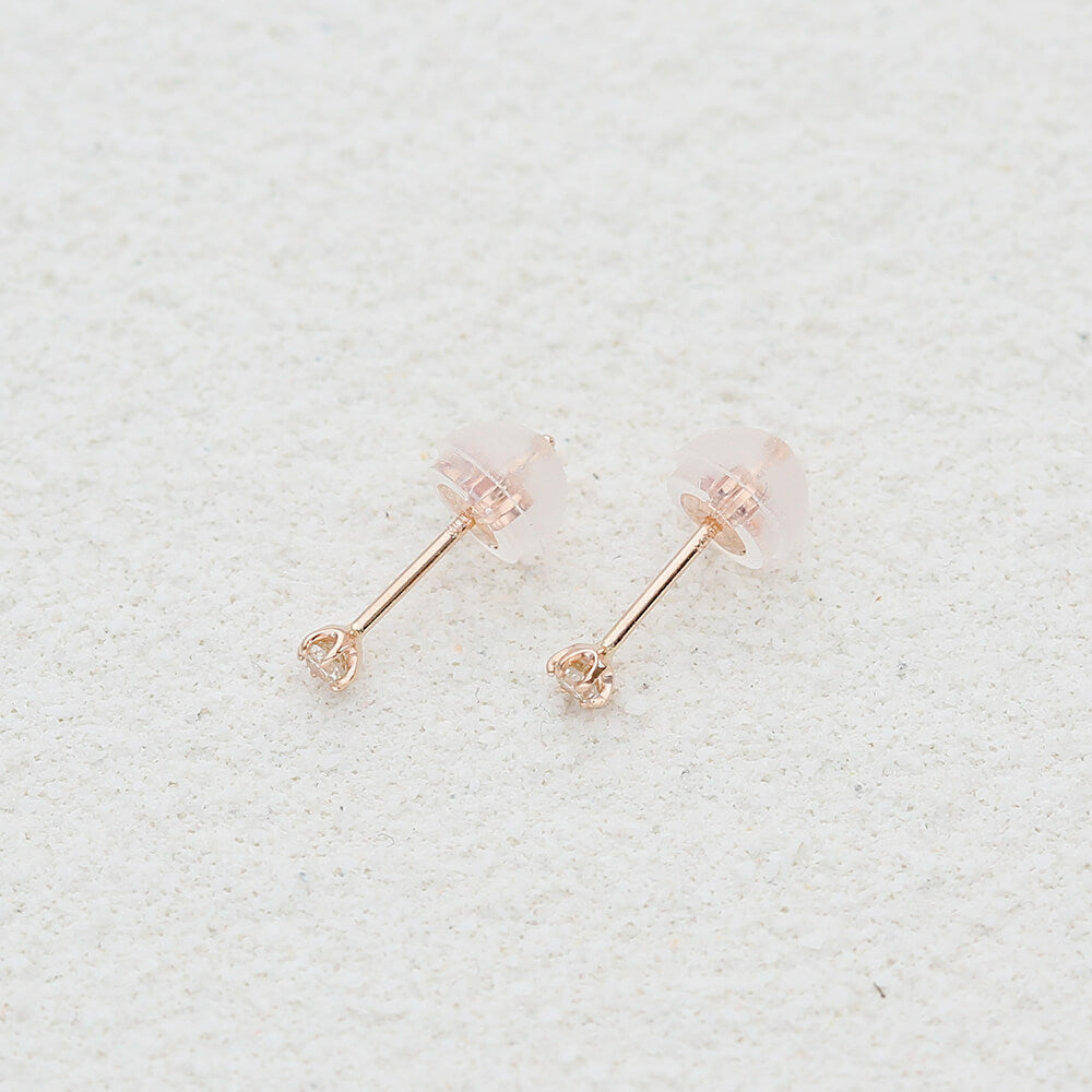K10 一粒ダイヤモンド スタッドピアス 計0.06ct（YG/PG）