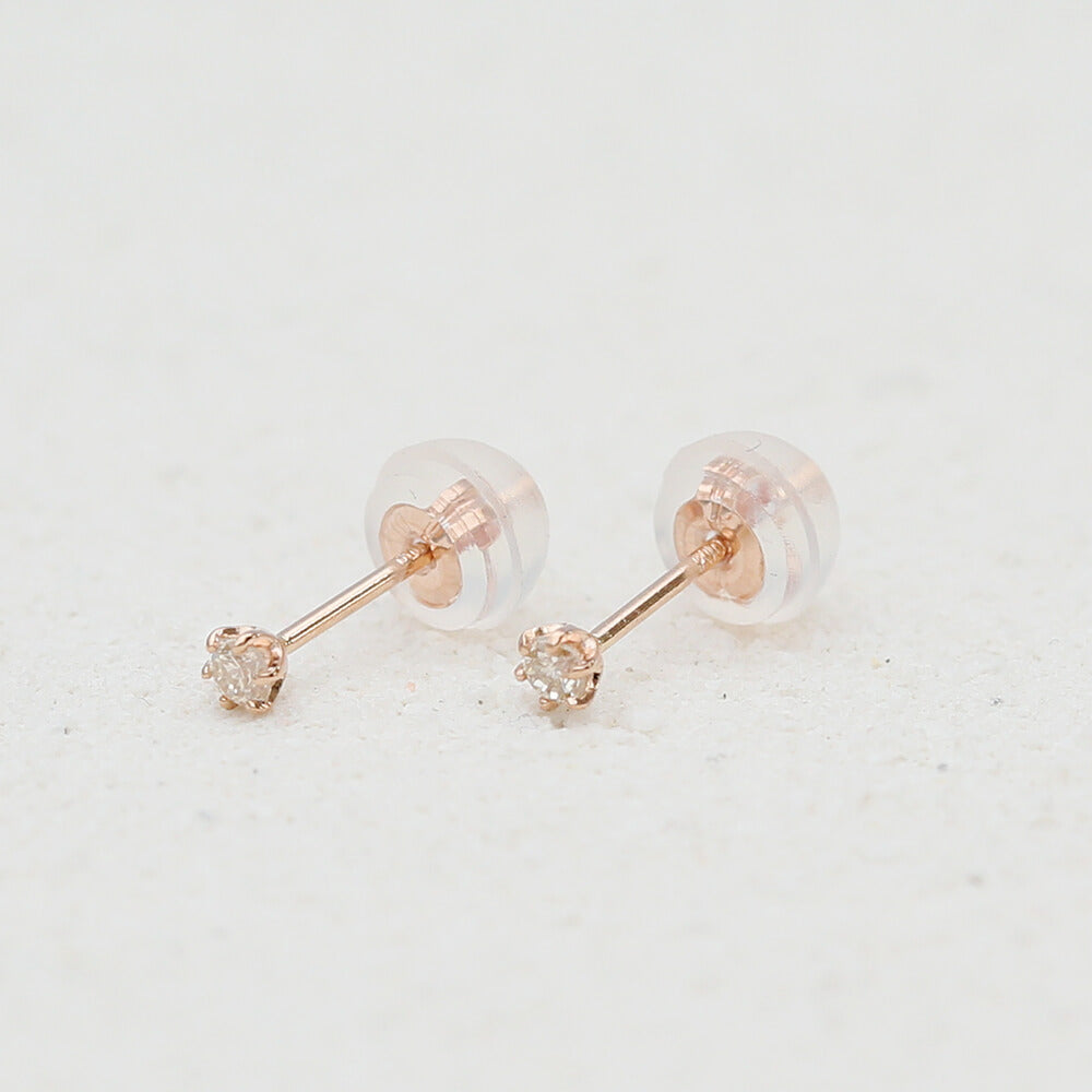 K10 一粒ダイヤモンド スタッドピアス 計0.06ct（YG/PG）