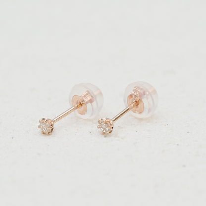 K10 一粒ダイヤモンド スタッドピアス 計0.06ct（YG/PG）