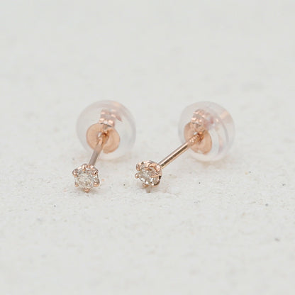K10 一粒ダイヤモンド スタッドピアス 計0.06ct（YG/PG）
