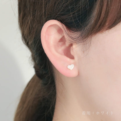 K10 ハートシェル スタッドピアス（ホワイト）