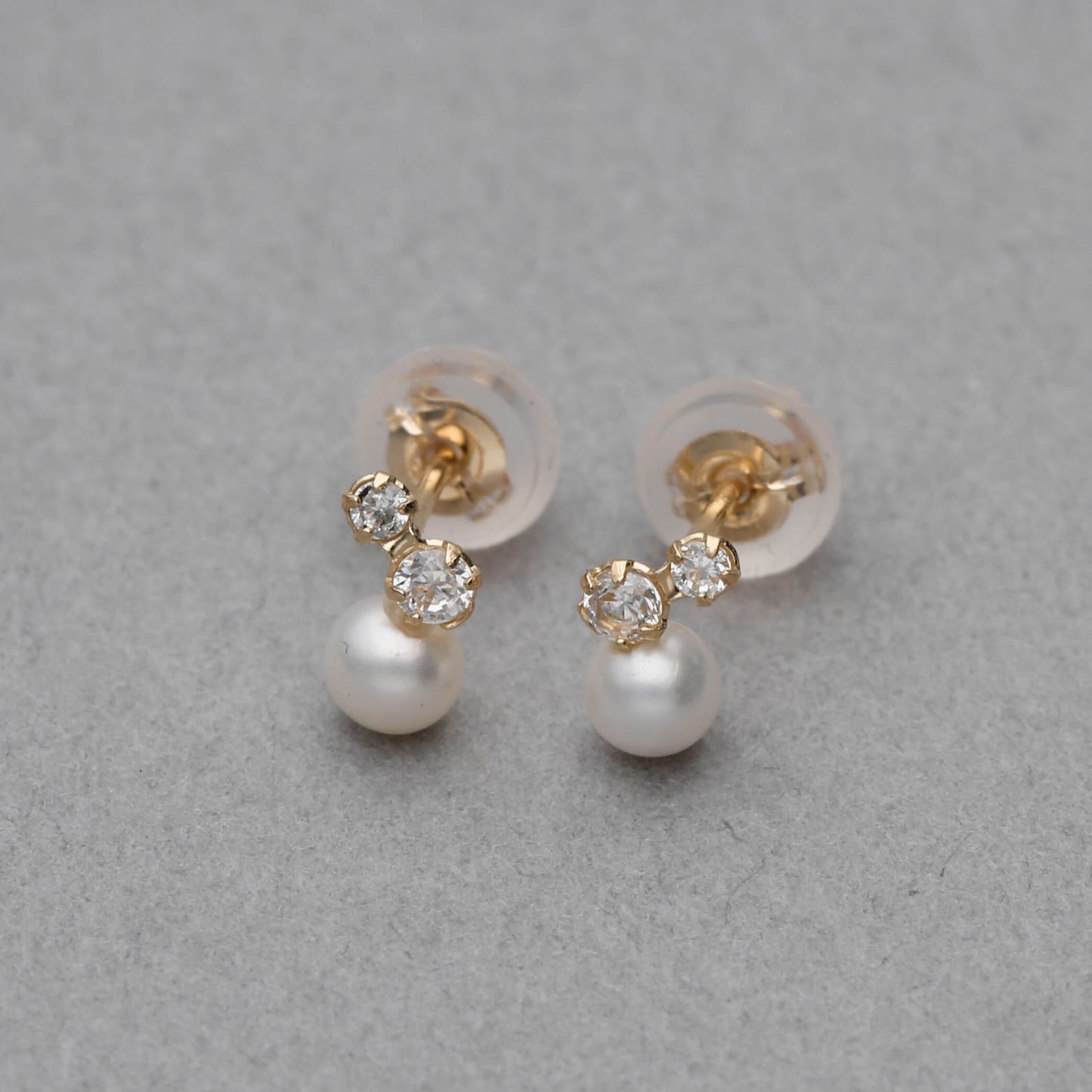 K10 パール & キュービックジルコニア ピアス（02）
