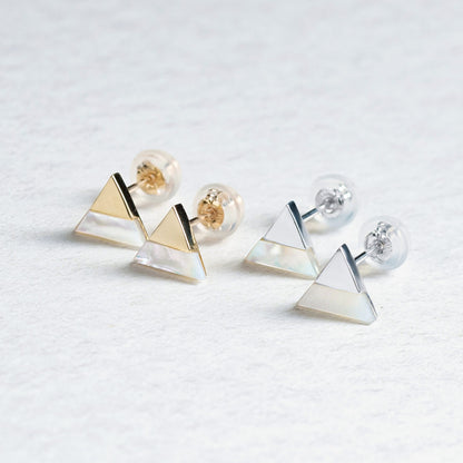 K10 ホワイトシェル スタッドピアス（△：YG）
