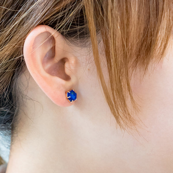 【受注生産】K10 ラピスラズリ ヘキサゴン ピアス