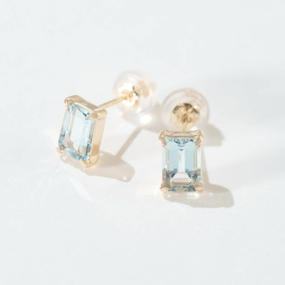 K10 誕生石  スクエア スタッドピアス（3月：アクアマリン）