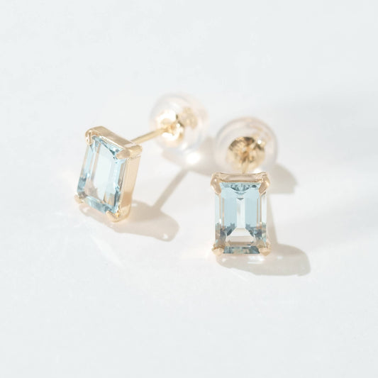 K10 誕生石  スクエア スタッドピアス（3月：アクアマリン）