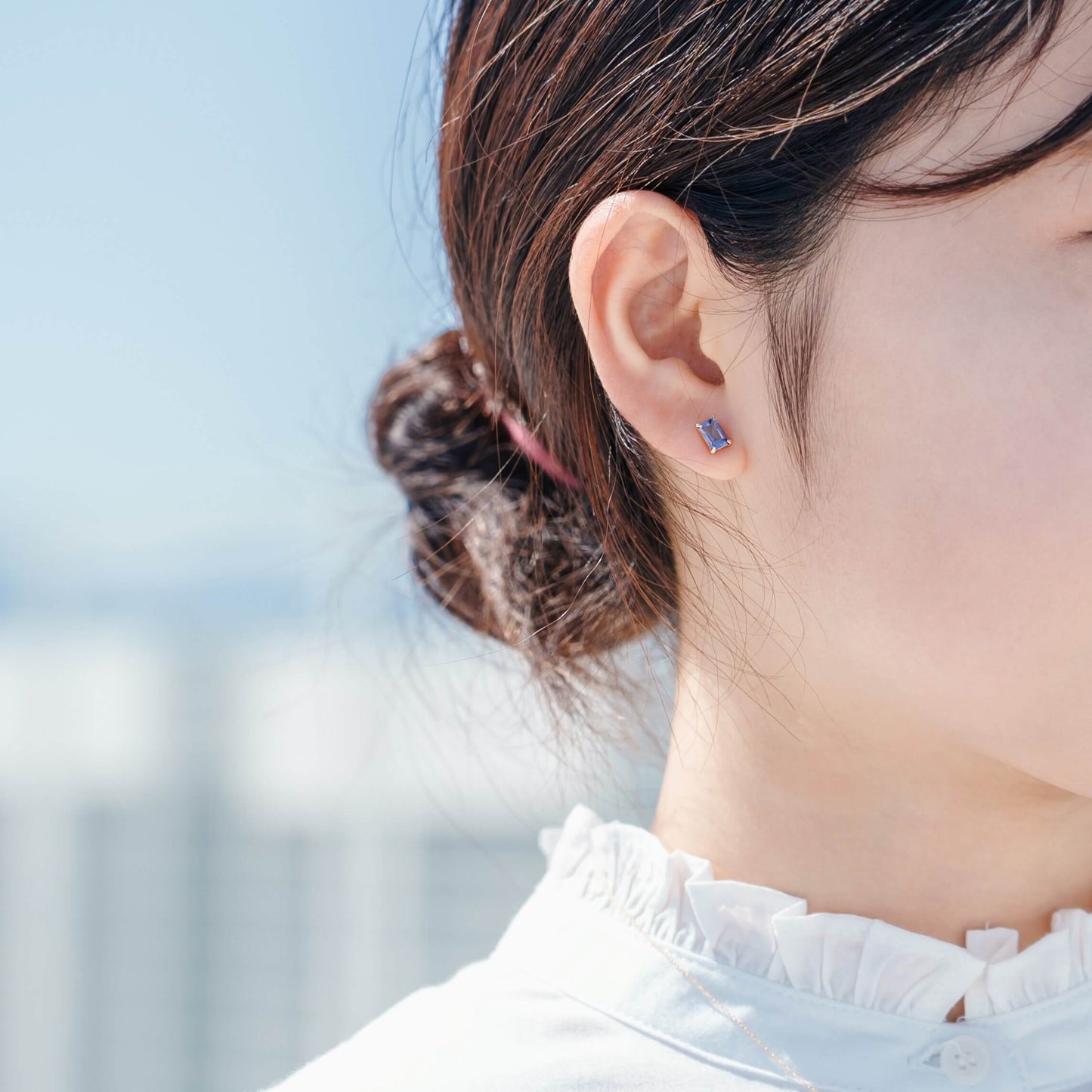 K10 誕生石 スクエア スタッドピアス （12月：タンザナイト）