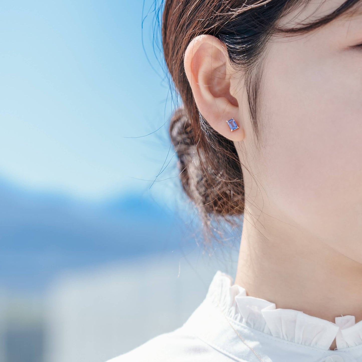 K10 誕生石 スクエア スタッドピアス （12月：タンザナイト）