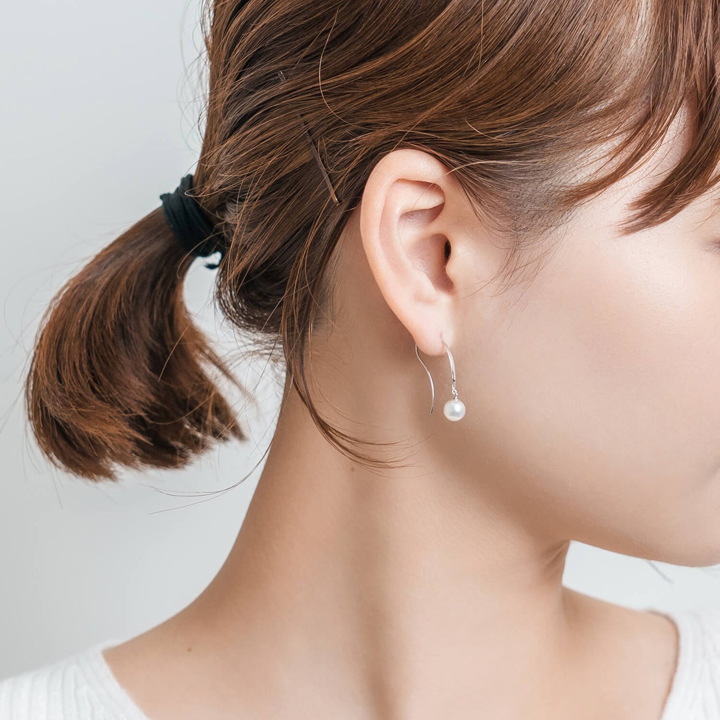Pt900 アコヤパール フックピアス（6mm）