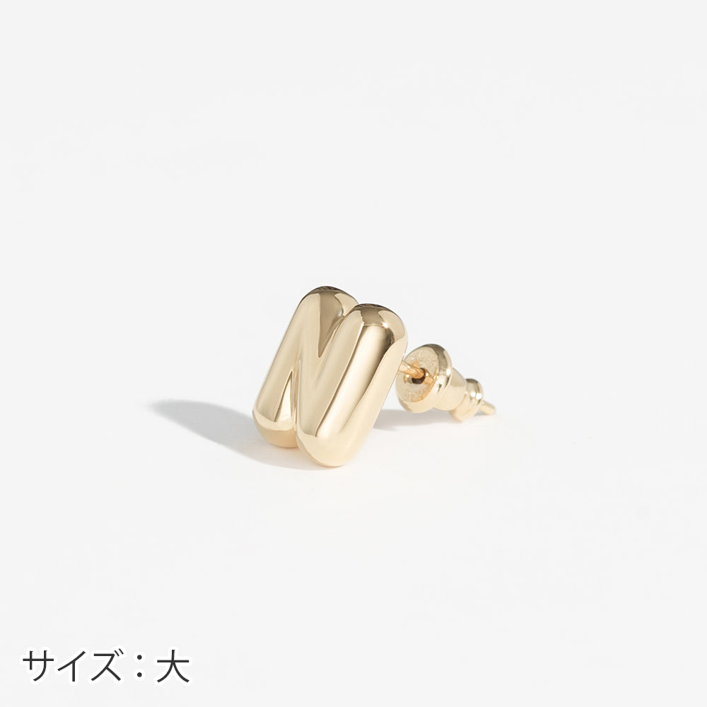 【片耳】SV925 イニシャルピアス （N：大/小）