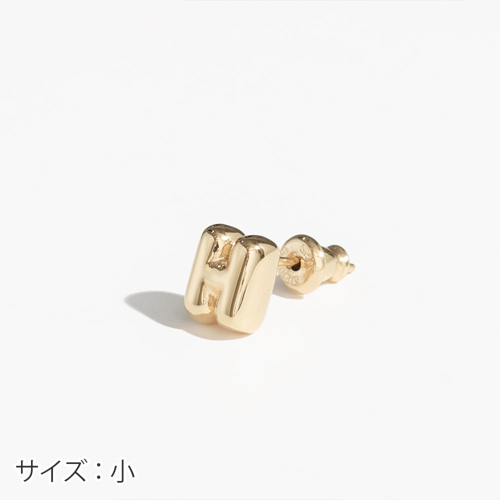 【片耳】SV925 イニシャルピアス （H：大/小）