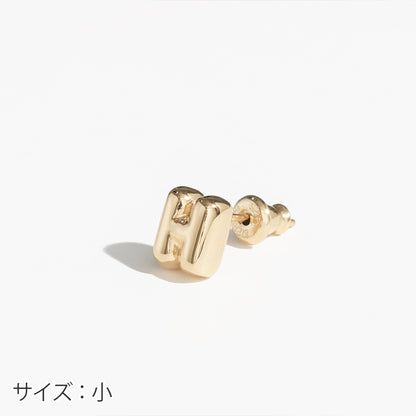 【片耳】SV925 イニシャルピアス （H：大/小）